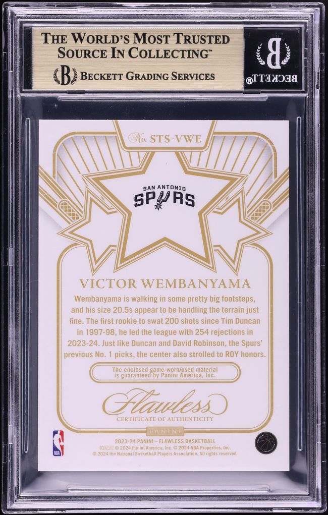 2023 Panini Flawless Star Swatches Victor Wembanyama ROOKIE PATCH /25 #2 BGS 9.5 GEM MINT