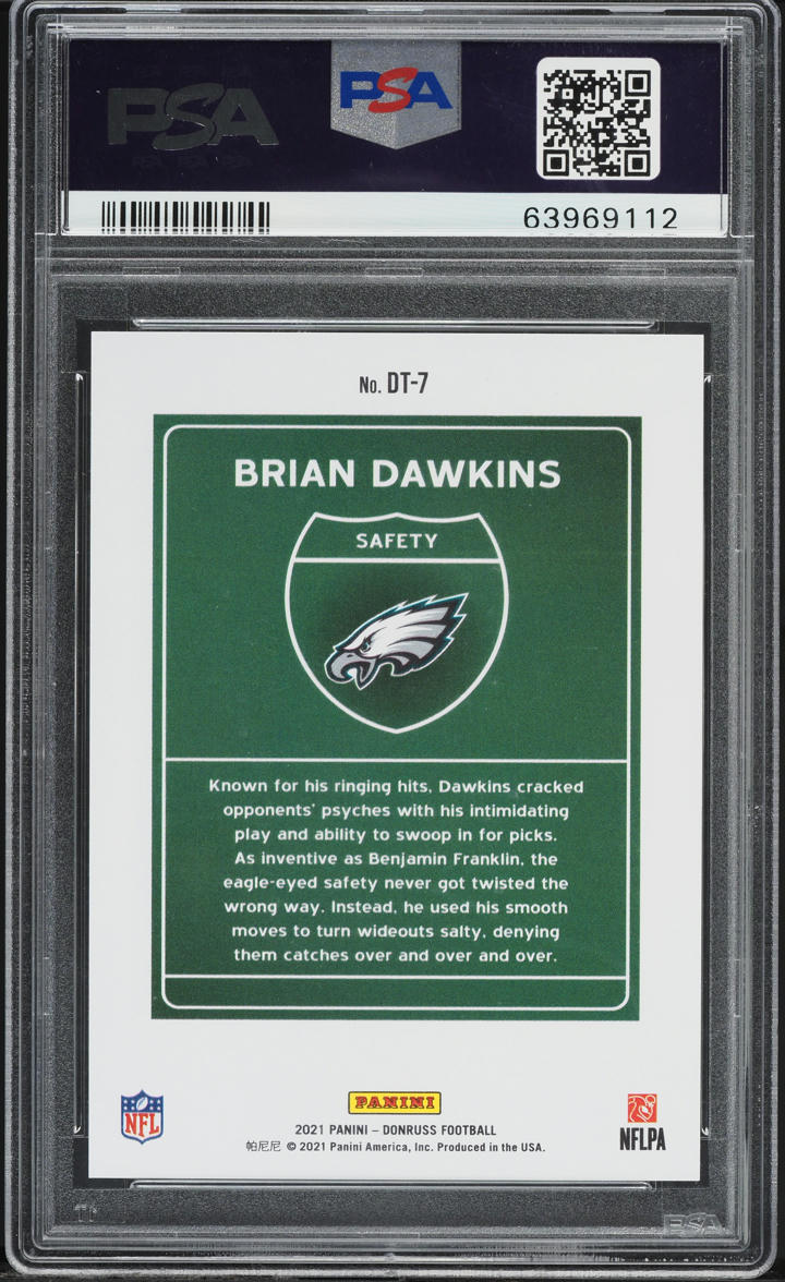2021 Donruss Downtown! Brian Dawkins #DT-7 PSA 10 GEM MINT