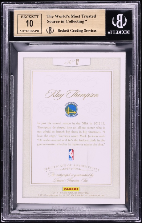 2012 Panini Flawless Emerald Klay Thompson ROOKIE AUTO 5/5 #17 BGS 9.5 GEM MINT - Photo 2