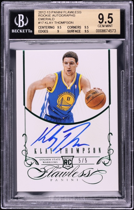 2012 Panini Flawless Emerald Klay Thompson ROOKIE AUTO 5/5 #17 BGS 9.5 GEM MINT - Photo 1