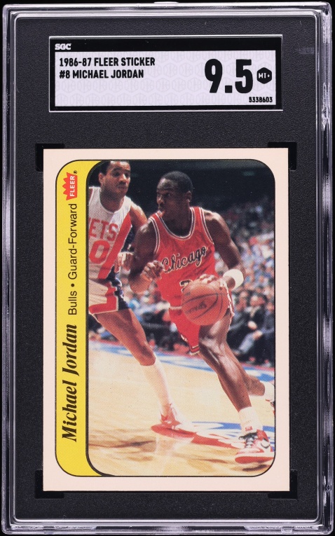 1986 Fleer Sticker Michael Jordan ROOKIE #8 SGC 9.5 MINT+ - Photo 1