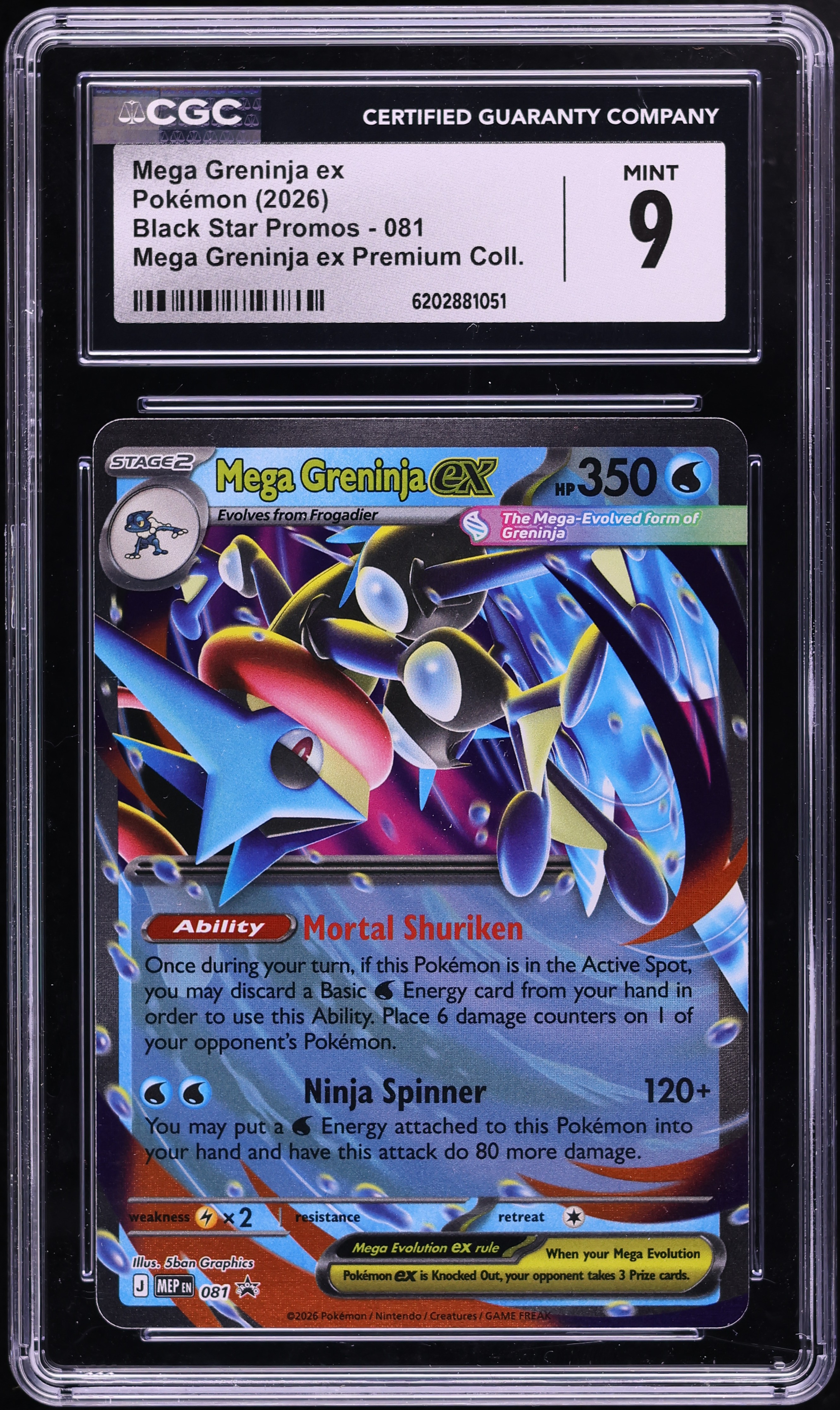 2026 Pokemon Mega Evolution Promo Premium Collection Mega Greninja Ex #81 CGC 9 MINT