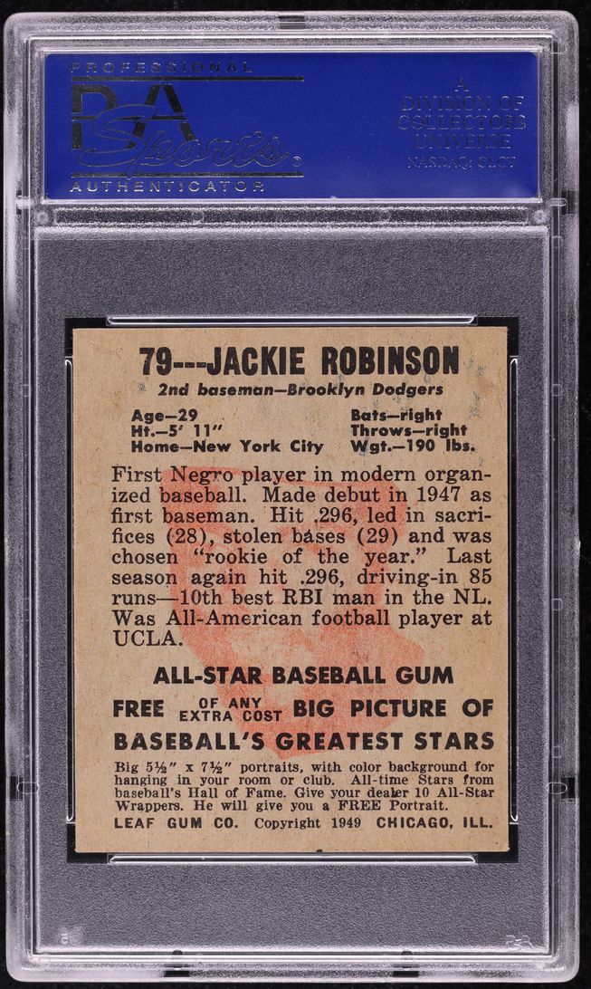 1948 Leaf Jackie Robinson ROOKIE #79 PSA 7 NRMT