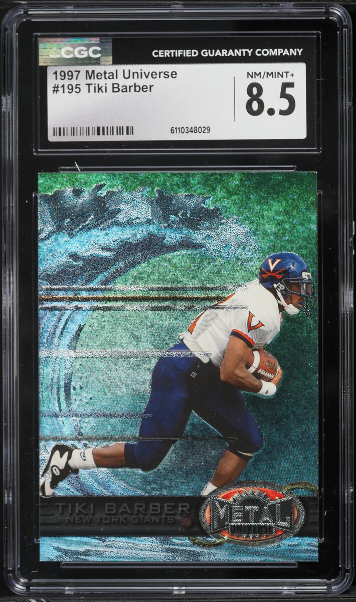 1997 Metal Universe Football Tiki Barber #195 CGC 8.5 NM-MT+