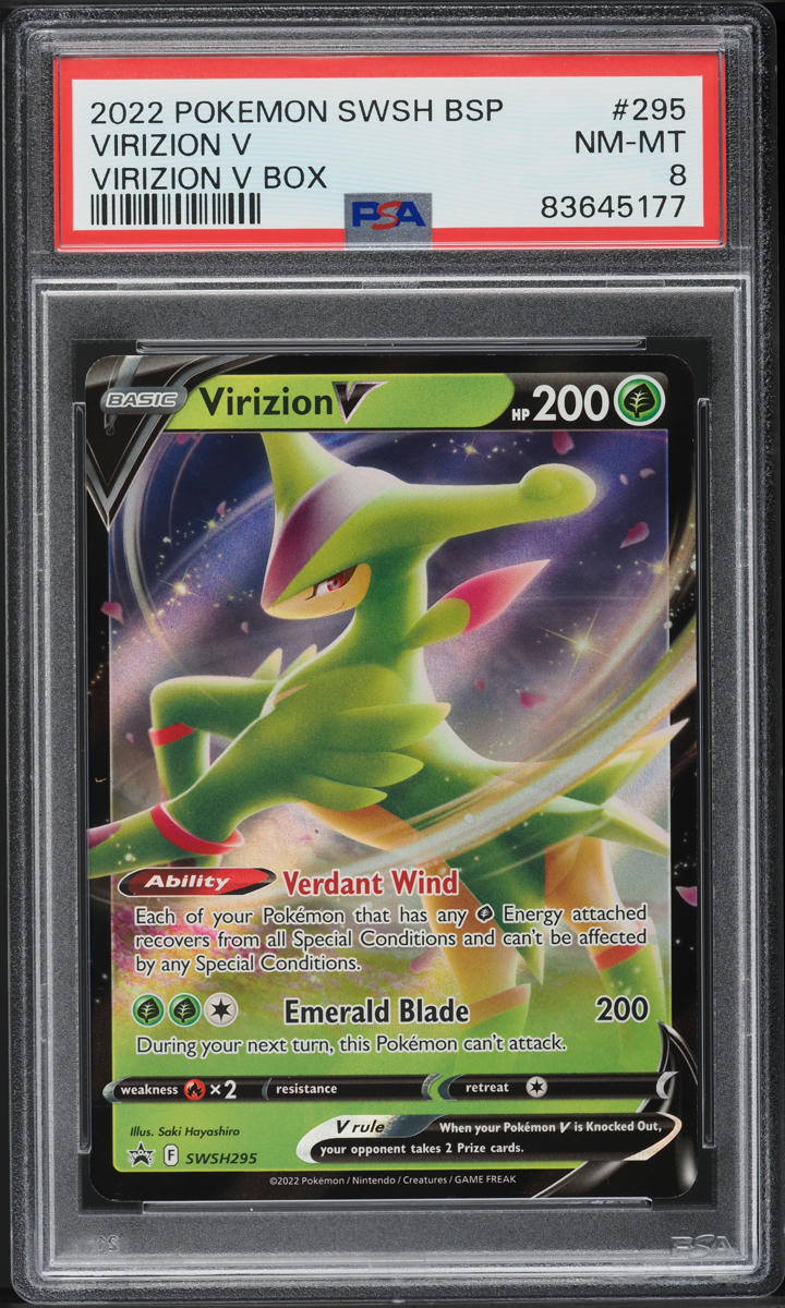2022 Pokemon Sword & Shield Black Star Promo Virizion V #295 PSA 8 NM-MT - Main Image