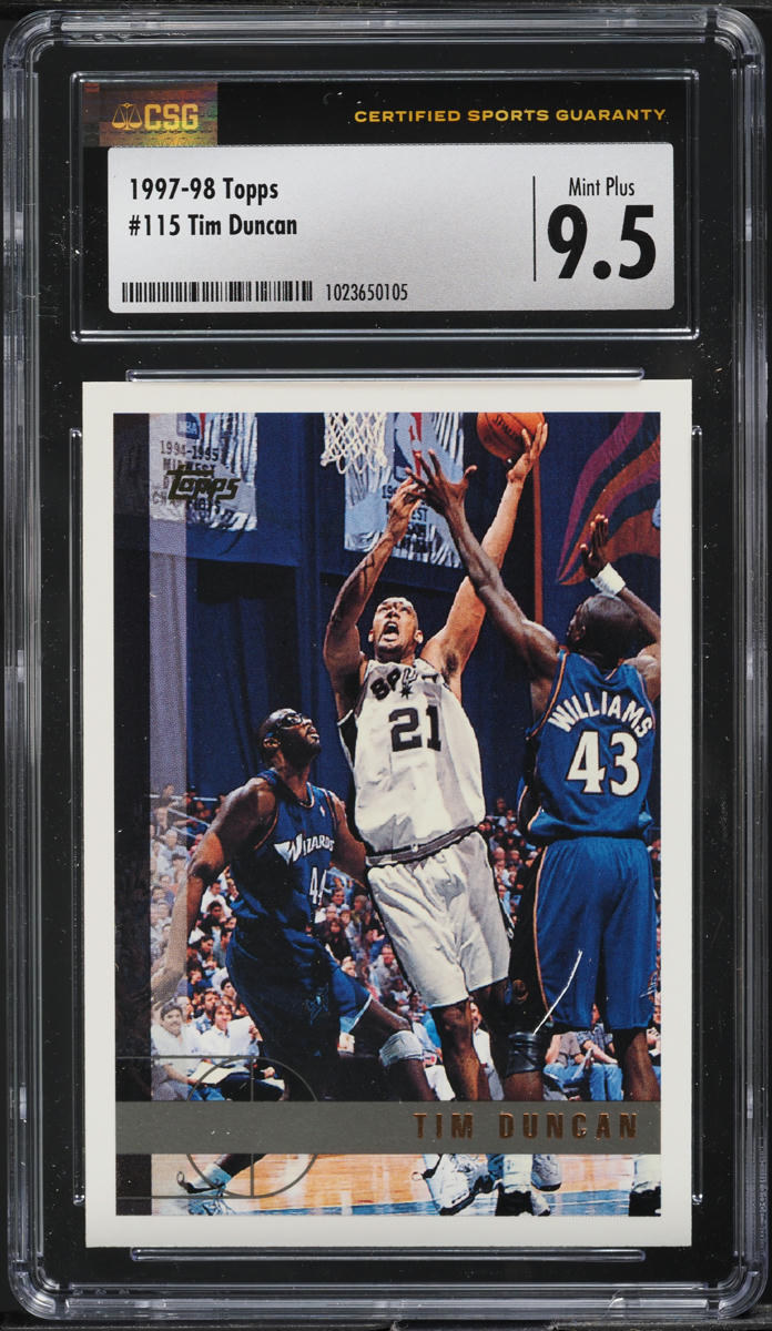 1997 Topps Basketball Tim Duncan ROOKIE #115 CSG 9.5 MINT+