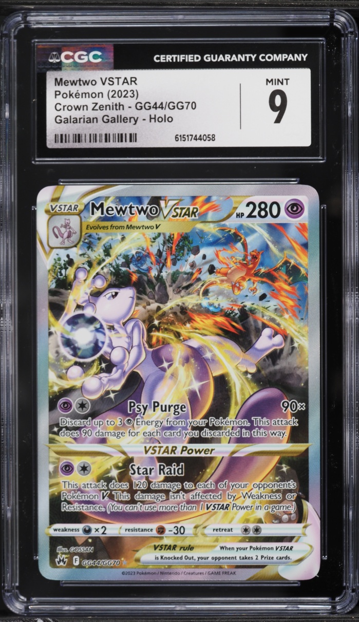 2023 Pokemon SWSH Crown Zenith Galarian Gallery Alt Art Mewtwo VSTAR #GG44 CGC 9 MINT
