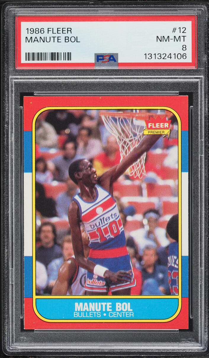1986 Fleer Basketball Manute Bol ROOKIE #12 PSA 8 NM-MT