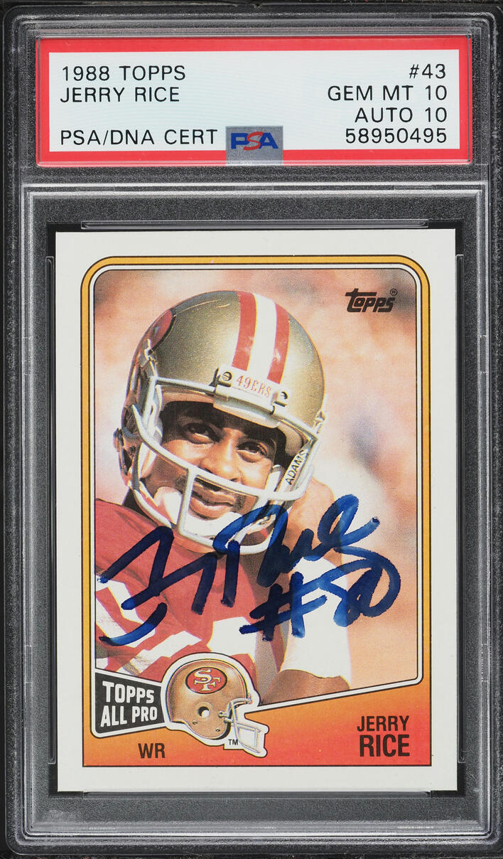 1988 Topps Football Jerry Rice AUTO DNA 10 #43 PSA 10 GEM MINT