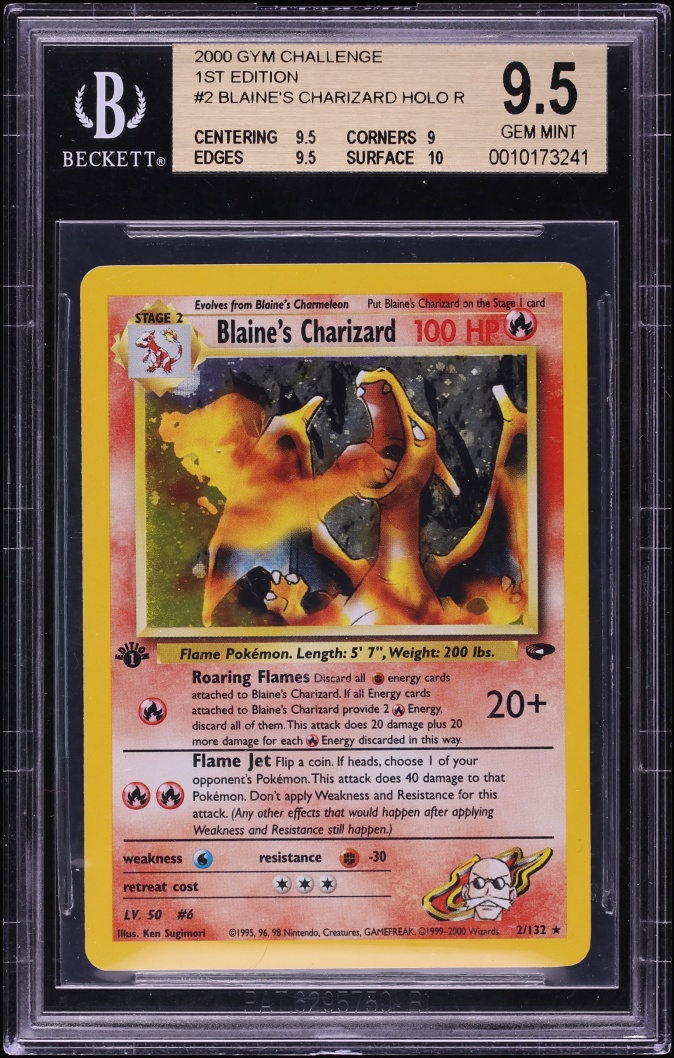 2000 Pokemon Gym Challenge 1st Edition Holo Blaine's Charizard #2 BGS 9.5 GEM MINT