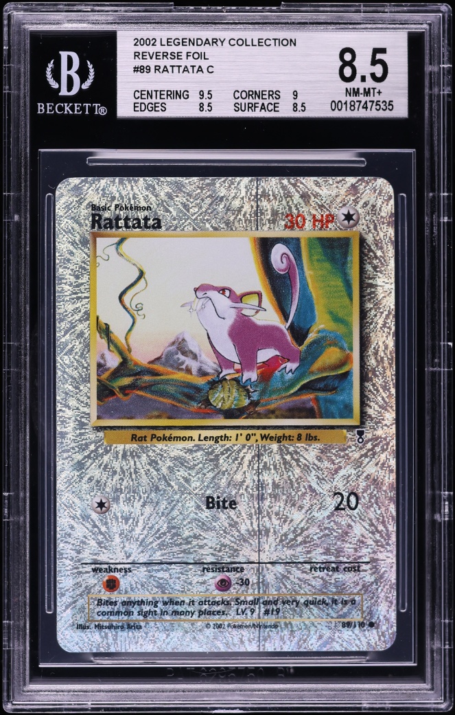 2002 Pokemon Legendary Collection Reverse Holo Rattata #89 BGS 8.5 NM-MT+