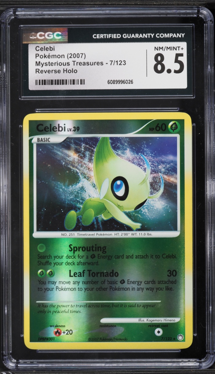 2007 Pokemon Diamond & Pearl Mysterious Treasures Reverse Holo Celebi #7 CGC 8.5 NM-MT+