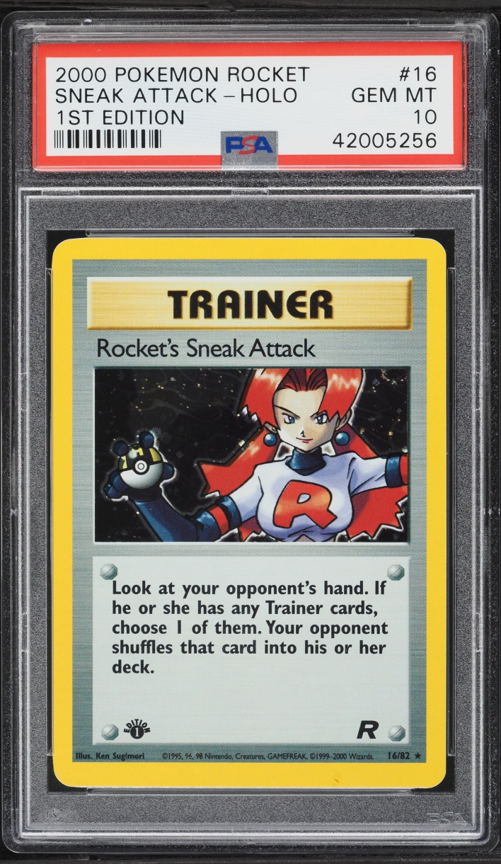 2000 Pokemon Team Rocket 1st Edition Holo Rocket's Sneak Attack #16 PSA 10 GEM MINT