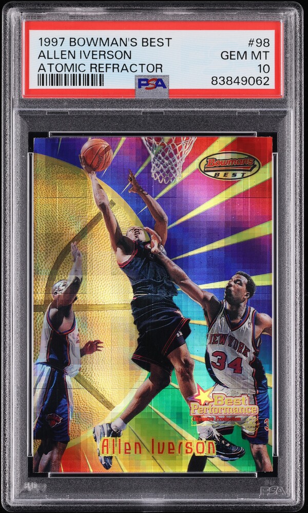 1997 Bowman's Best Atomic Refractor Allen Iverson #98 PSA 10 GEM MINT