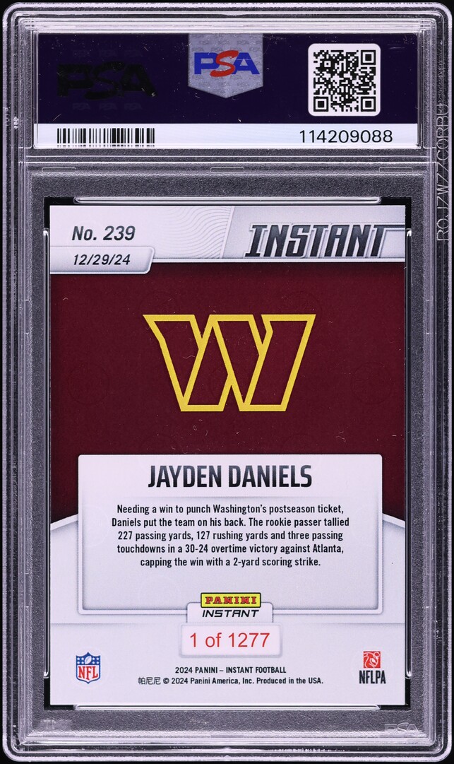 2024 Panini Instant NFL Jayden Daniels ROOKIE #239 PSA 10 GEM MINT
