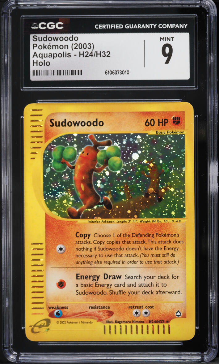 2003 Pokemon Aquapolis Holo Sudowoodo #H24 CGC 9 MINT