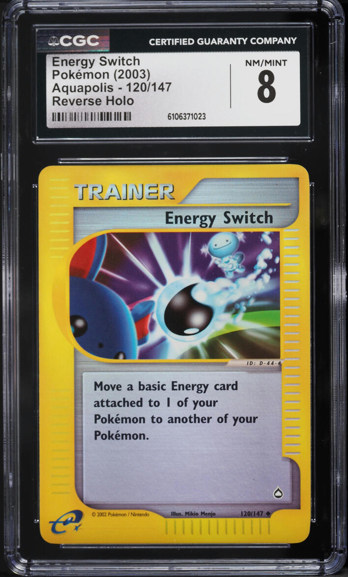 2003 Pokemon Aquapolis Reverse Holo Energy Switch #120 CGC 8 NM-MT