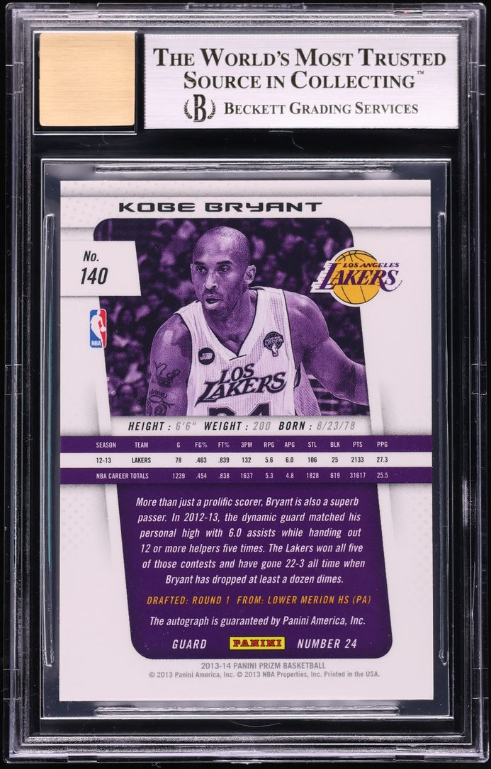 2013 Panini Prizm Kobe Bryant AUTO #140 BGS 8.5 NM-MT+