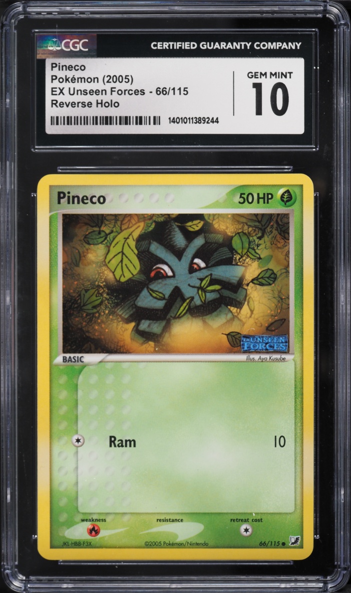 2005 Pokemon EX Unseen Forces Reverse Holo Pineco #66 CGC 10 GEM MINT