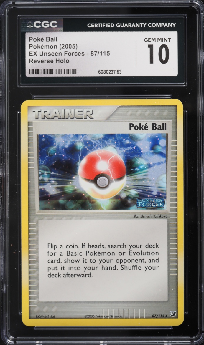 2005 Pokemon EX Unseen Forces Reverse Holo Poke Ball #87 CGC 10 GEM MINT