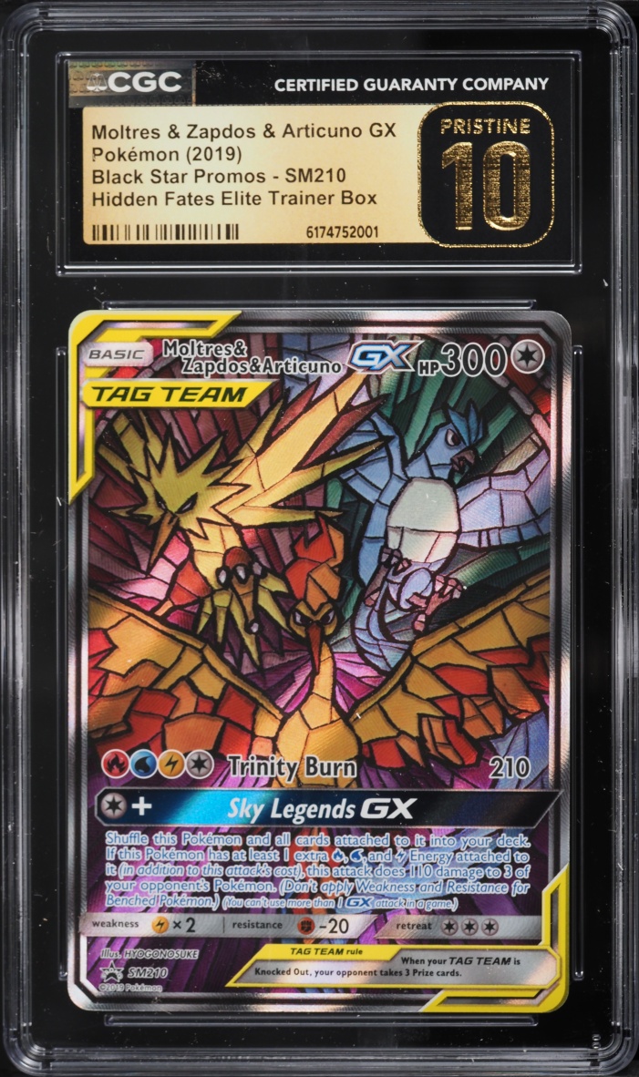 2019 Pokemon SM Promo Hidden Fates Alt Art Moltres Zapdos Articuno GX #SM210 CGC 10 PRISTINE