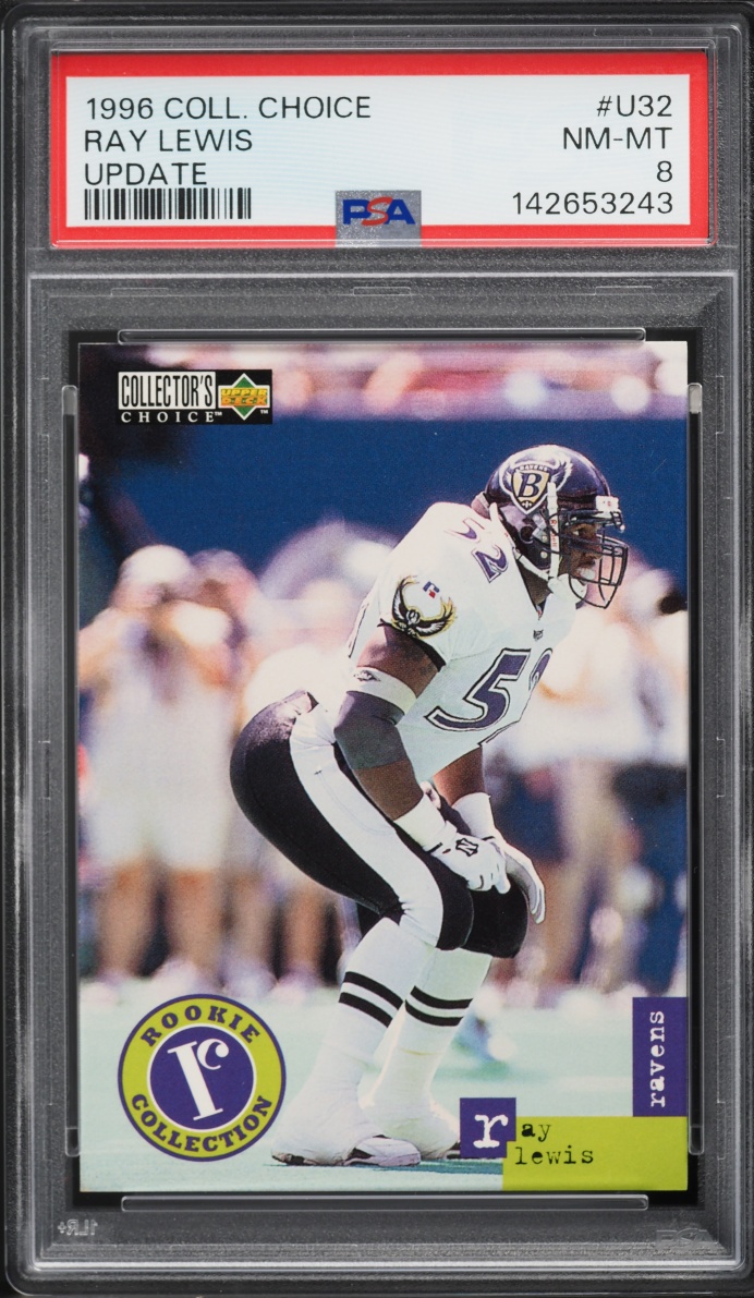 1996 Collector's Choice Update Ray Lewis ROOKIE #U32 PSA 8 NM-MT