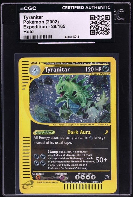 2002 Pokemon Expedition Holo Tyranitar #29 CGC AUTH