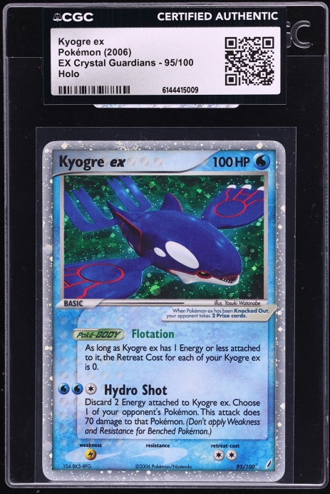 2006 Pokemon EX Crystal Guardians Holo Kyogre ex #95 CGC AUTH