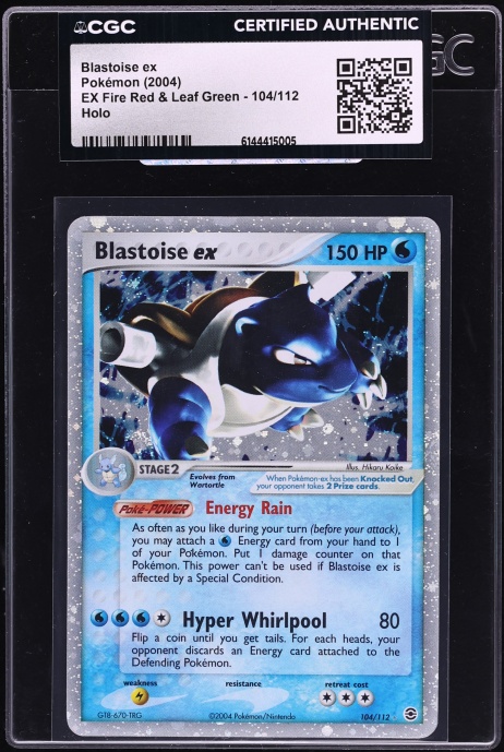 2004 Pokemon EX Fire Red & Leaf Green Holo Blastoise ex #104 CGC AUTH