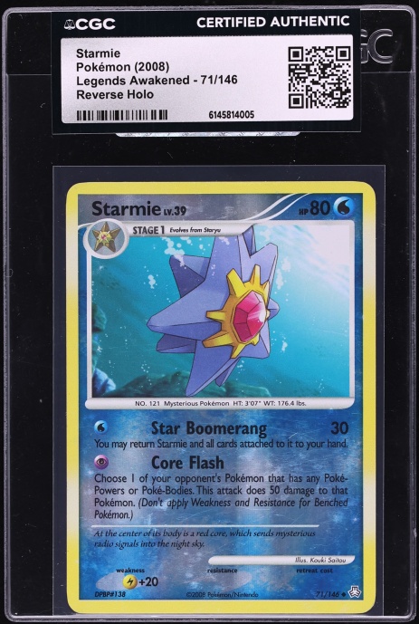 2008 Pokemon Diamond & Pearl Legends Awakened Reverse Holo Starmie #71 CGC AUTH