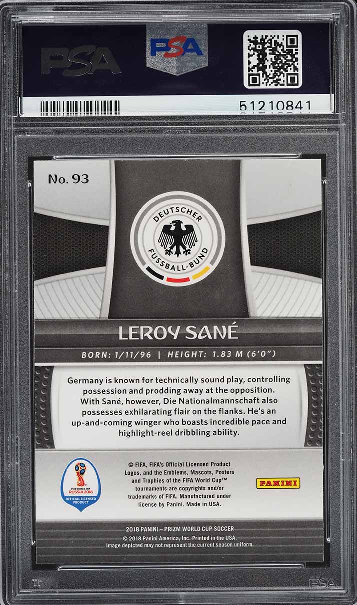 2018 Panini Prizm World Cup Leroy Sane ROOKIE #93 PSA 10 GEM MINT