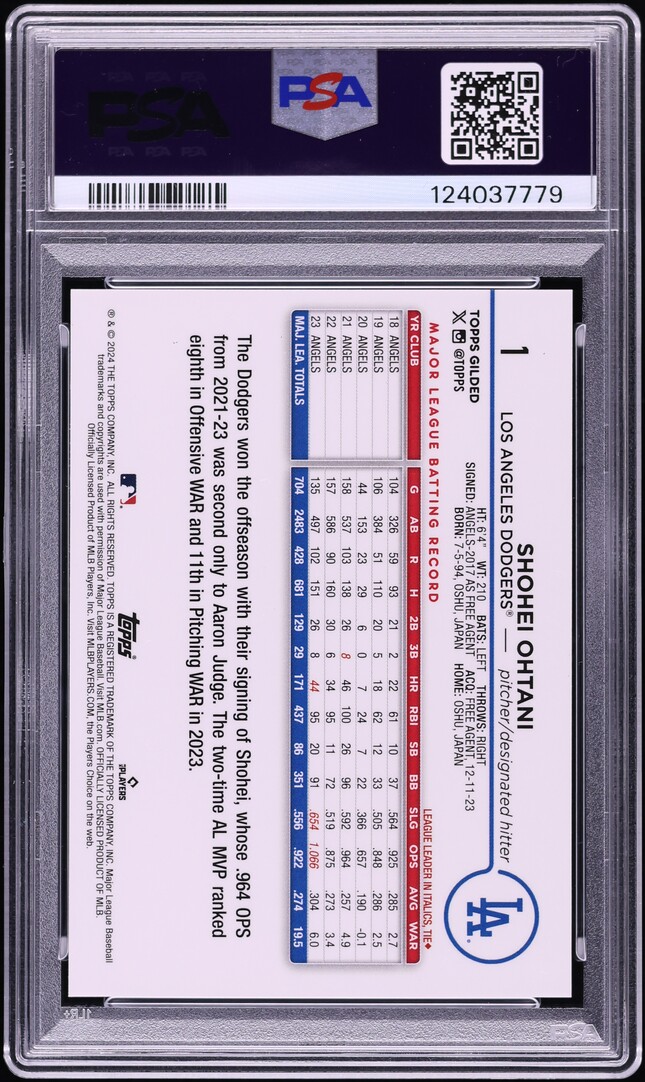 2024 Topps Chrome Gilded Collection Shohei Ohtani /99 #1 PSA 10 GEM MINT