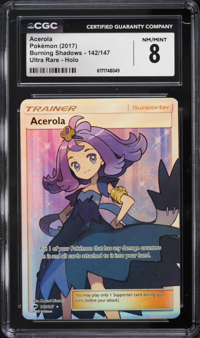 2017 Pokemon Sun & Moon Burning Shadows Full Art Acerola #142 CGC 8 NM-MT
