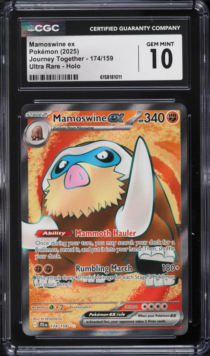 2025 Pokemon Scarlet & Violet Journey Together Full Art Mamoswine Ex #174 CGC 10 GEM MINT