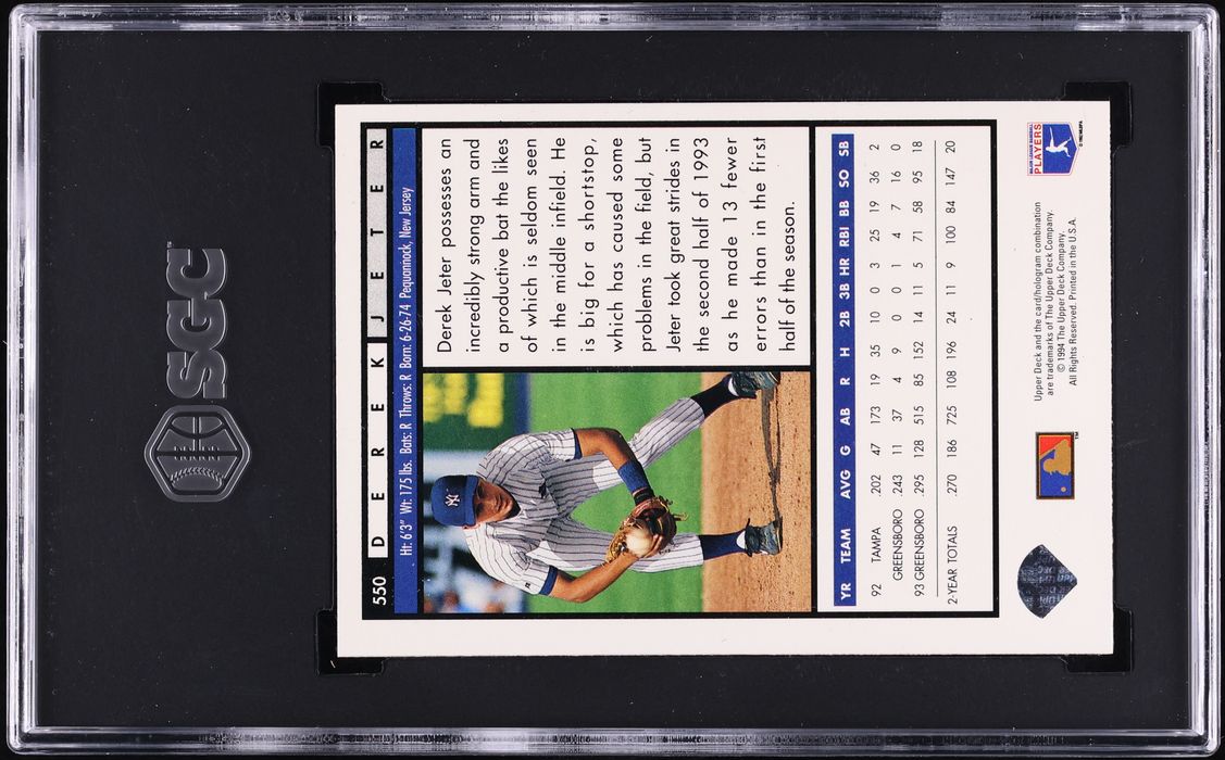 1994 Upper Deck Top Prospects Derek Jeter ROOKIE #550 SGC 8 NM-MT