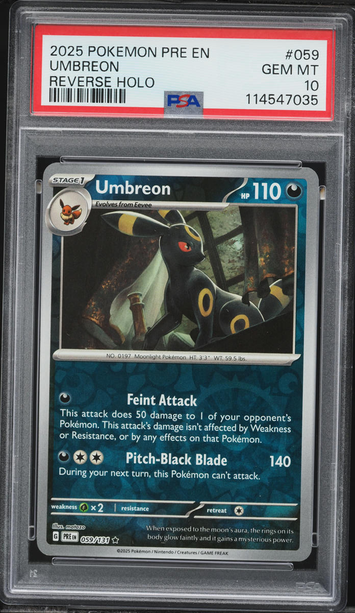 2025 Pokemon Scarlet & Violet Prismatic Evolutions Reverse Holo Umbreon #59 PSA 10 GEM MINT