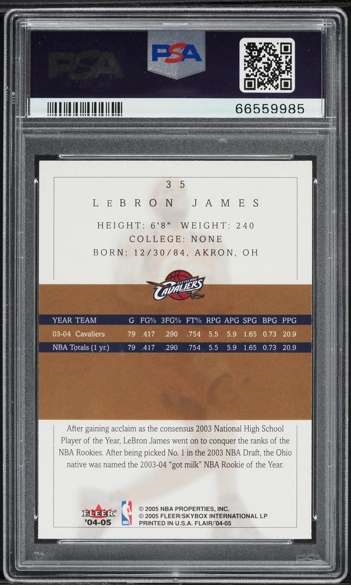 2004 Flair Basketball LeBron James #35 PSA 10 GEM MINT