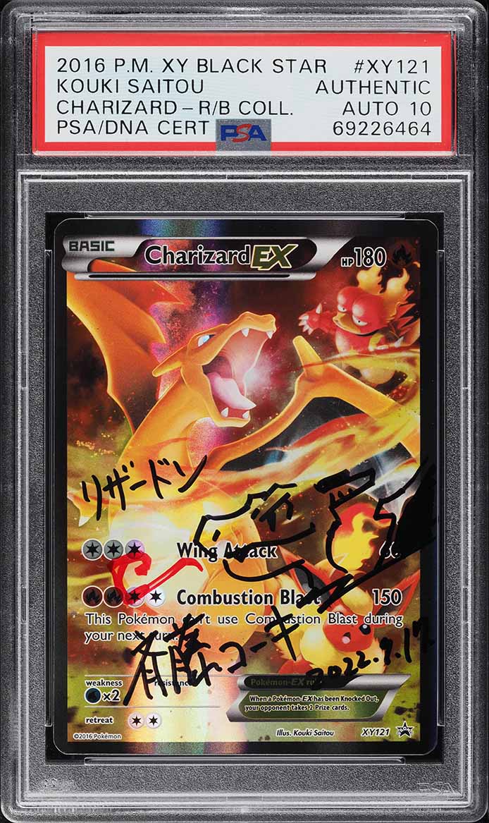2016 Pokemon XY Black Star Promo Charizard Kouki Saitou AUTO DNA 10 PSA AUTH