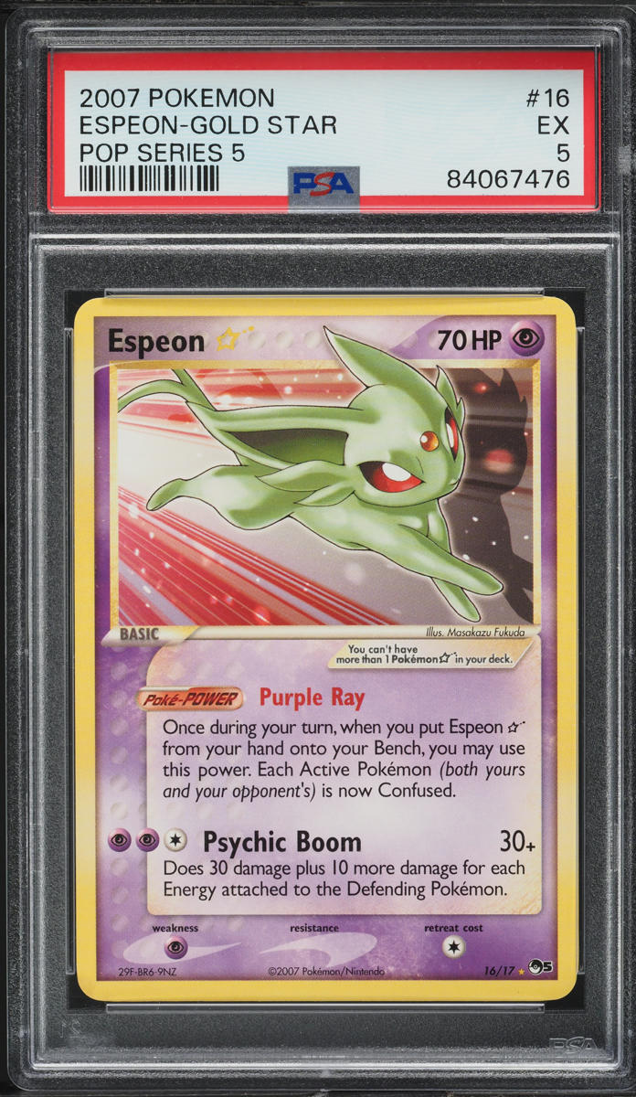 2007 Pokemon Pop Series 5 Holo Espeon Gold Star #16 PSA 5 EX