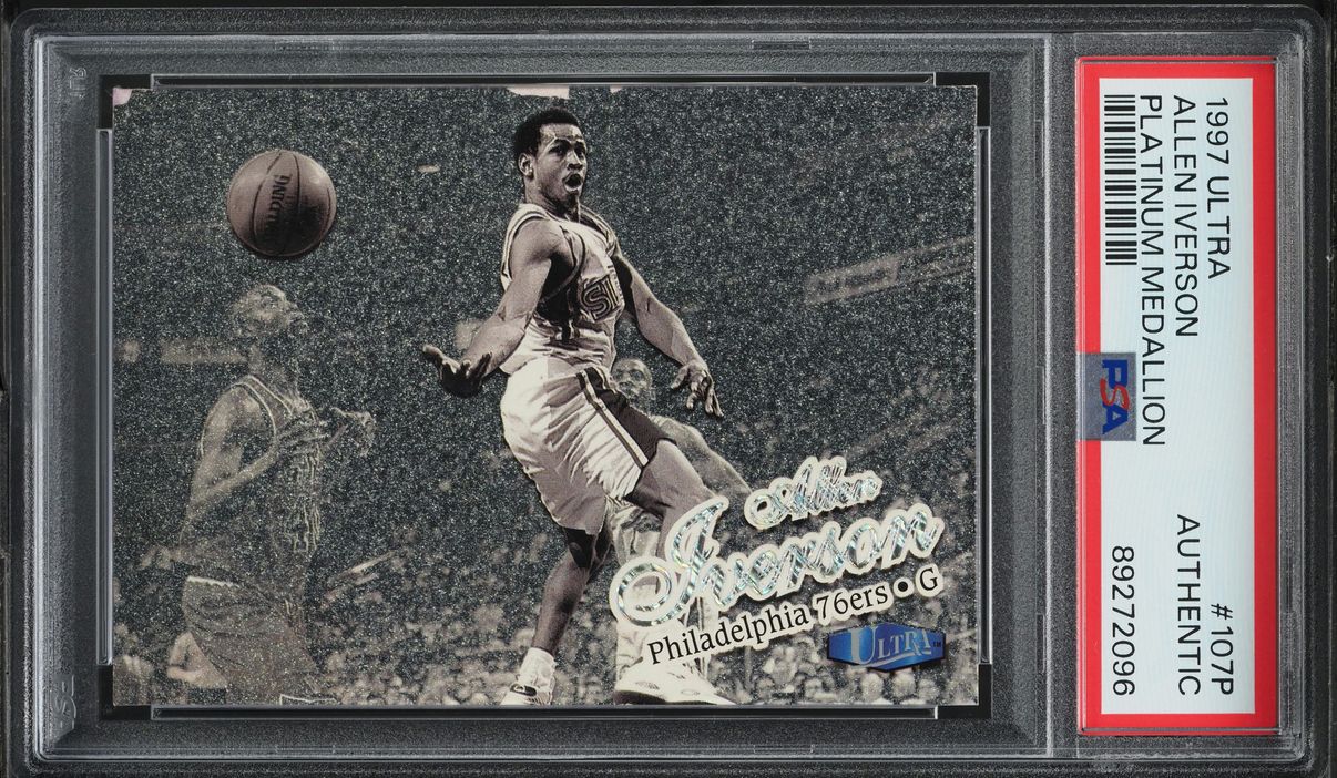 1997 Ultra Platinum Medallion Allen Iverson /100 #107P PSA AUTH