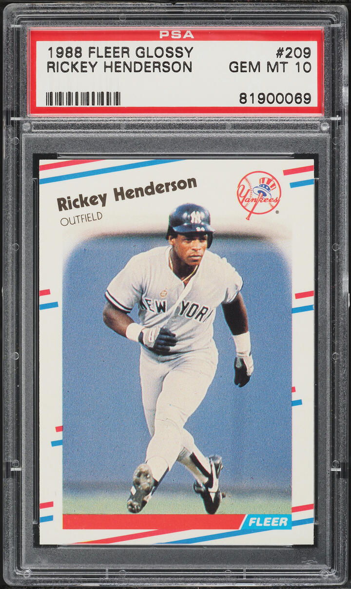1988 Fleer Glossy Rickey Henderson #209 PSA 10 GEM MINT