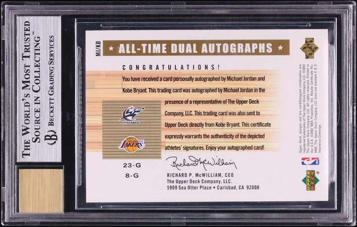 2002 Upper Deck Generations All-Time Dual Michael Jordan Kobe Bryant AUTO /25 #MJ/KB BGS 9 MINT