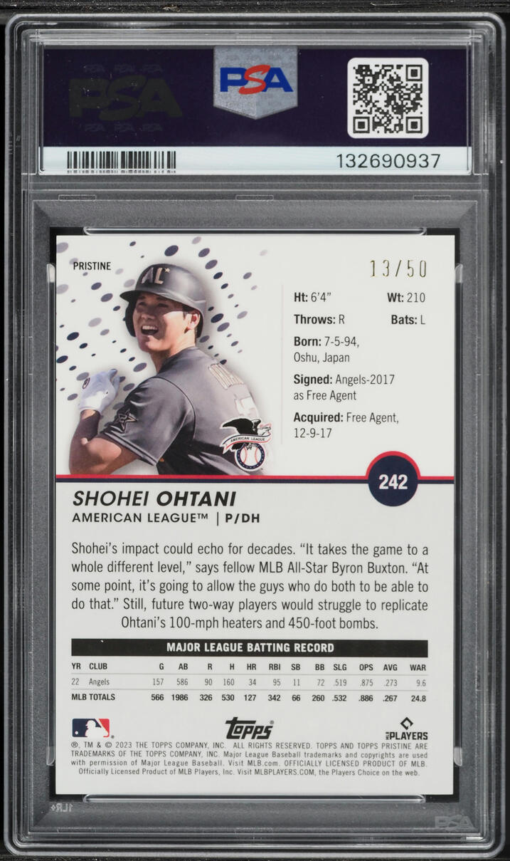 2023 Topps Pristine Gold Shohei Ohtani /50 #242 PSA 10 GEM MINT