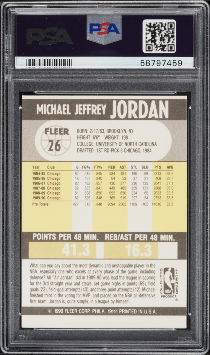 1990 Fleer Basketball Michael Jordan #26 PSA 6 EXMT