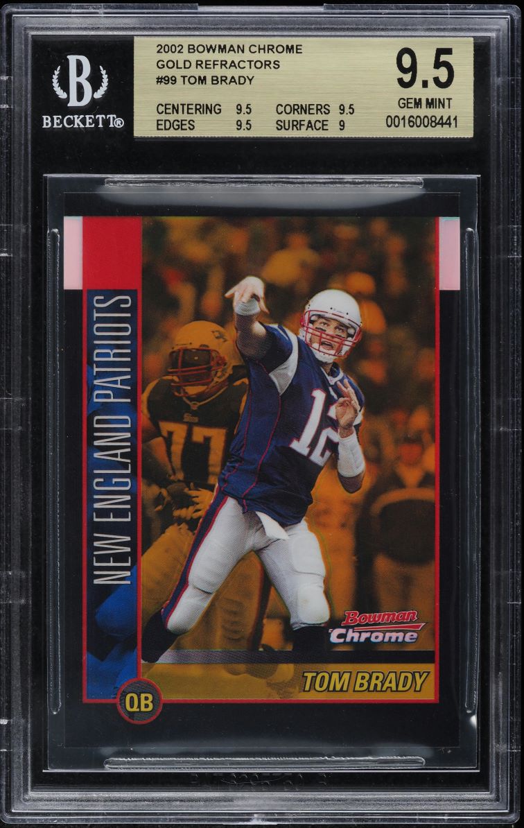 2002 Bowman Chrome Gold Refractor Tom Brady /50 #99 BGS 9.5 GEM MINT