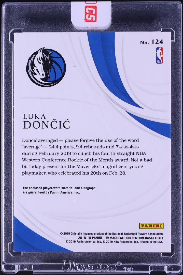 2018 Immaculate Collection Luka Doncic ROOKIE PATCH AUTO /99 #124