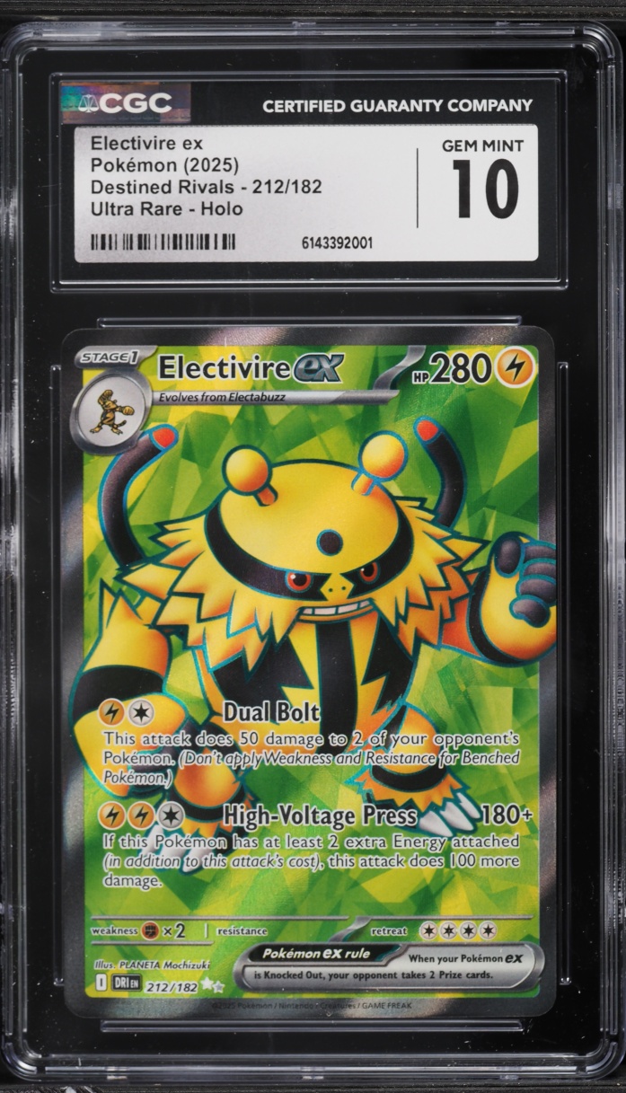 2025 Pokemon Scarlet & Violet Destined Rivals Full Art Electivire ex #212 CGC 10 GEM MINT