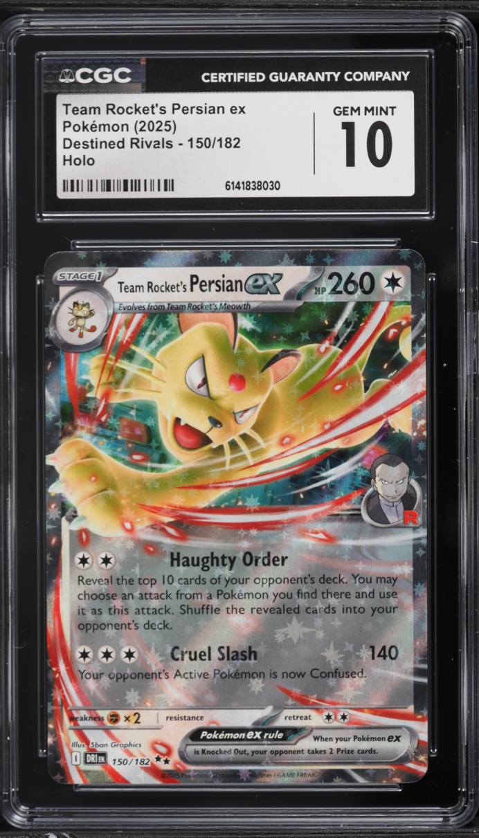 2025 Pokemon SV Destined Rivals Holo Team Rocket's Persian ex #150 CGC 10 GEM MINT