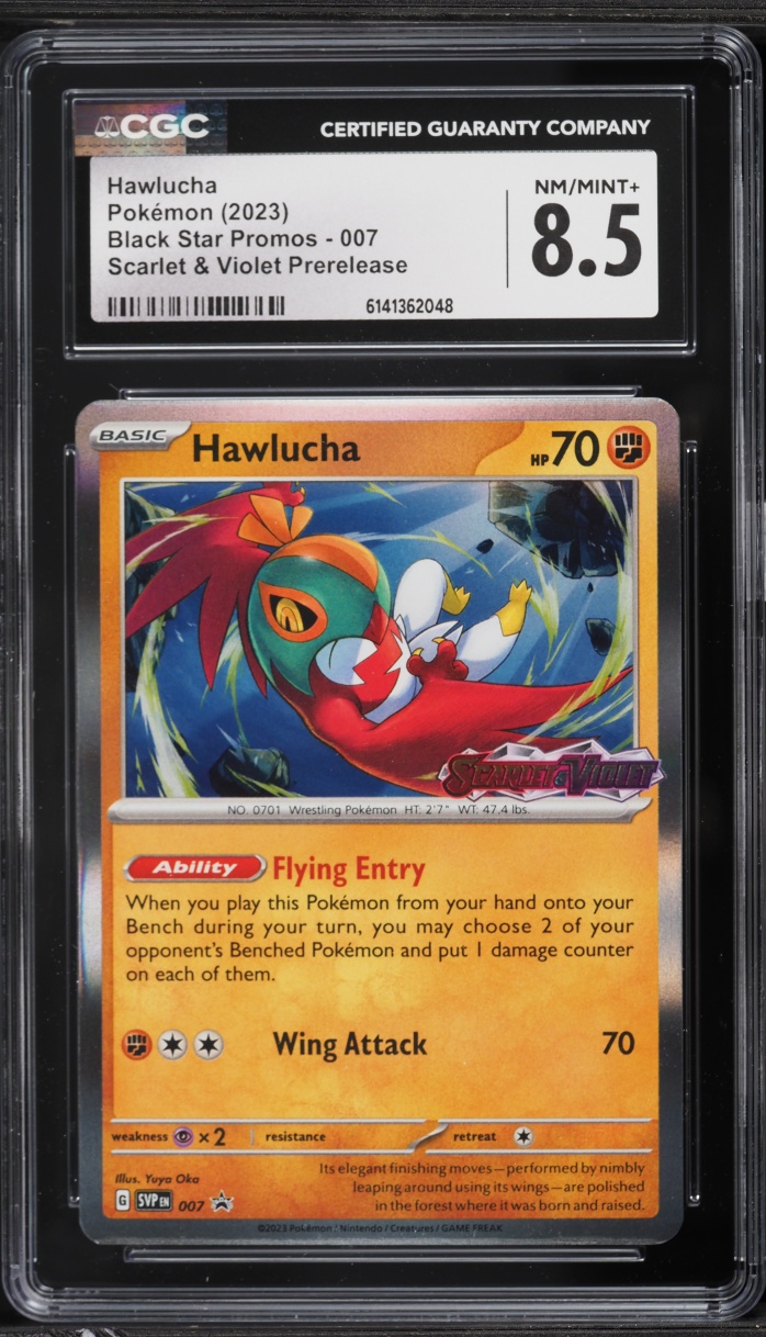 2023 Pokemon Scarlet & Violet Prerelease Black Star Promo Hawlucha #007 CGC 8.5 NM-MT+