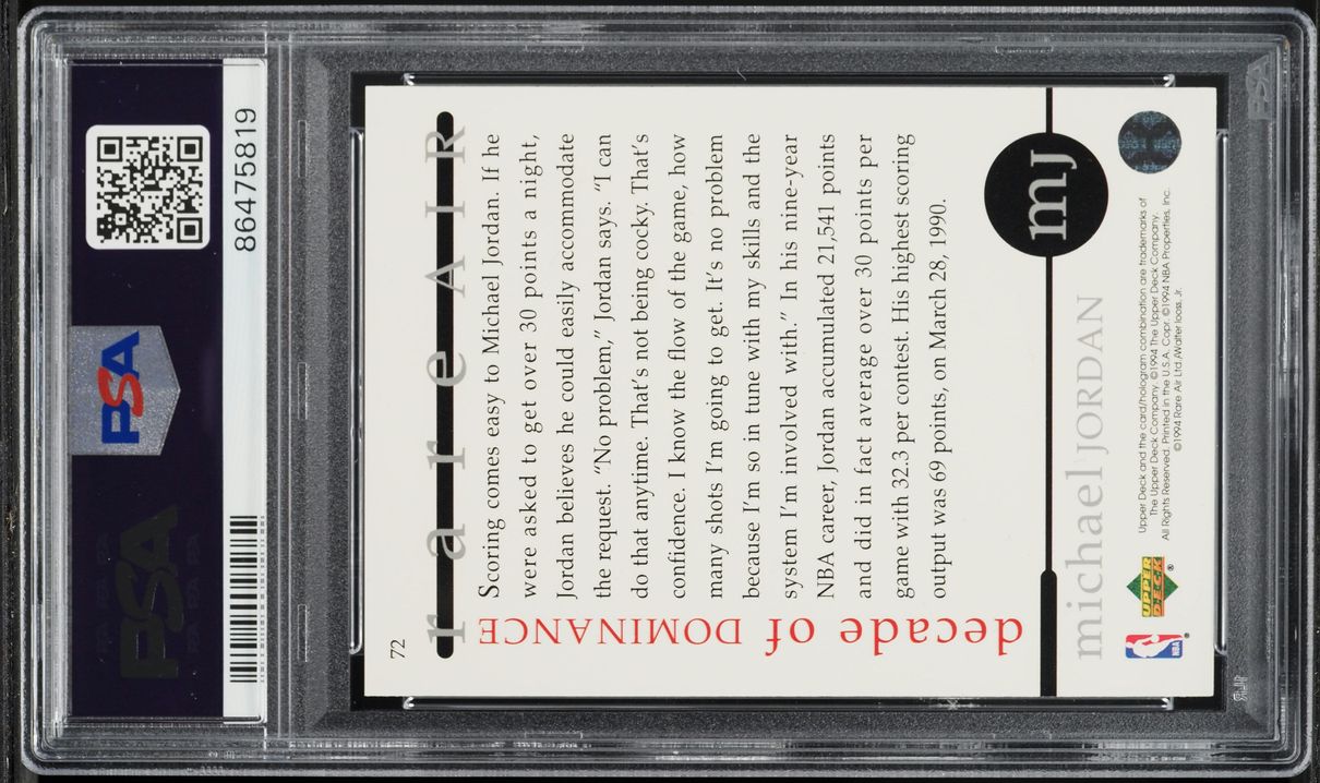 1994 Upper Deck MJ Rare Air Michael Jordan #72 PSA 10 GEM MINT